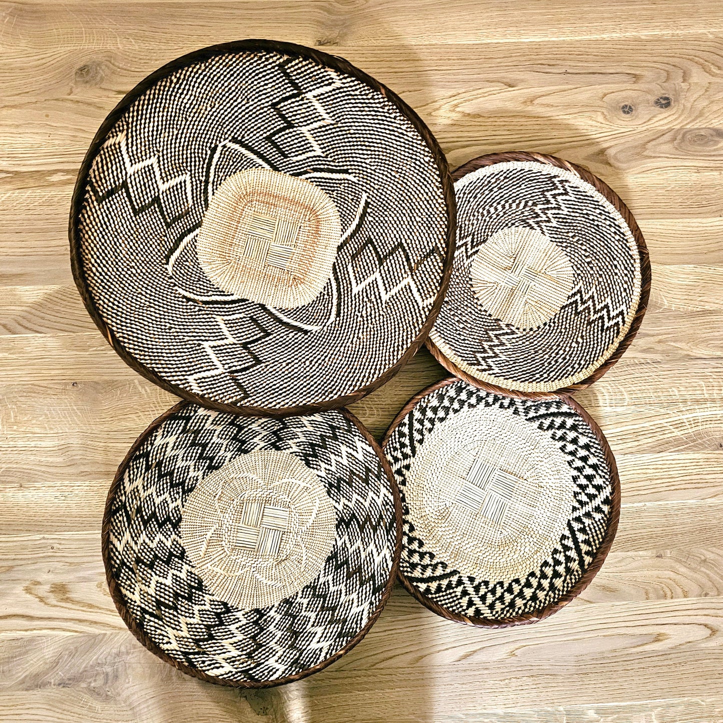 Set of 4 Handmade African Baskets Zimbabwe | Boho Wall Decor 4A