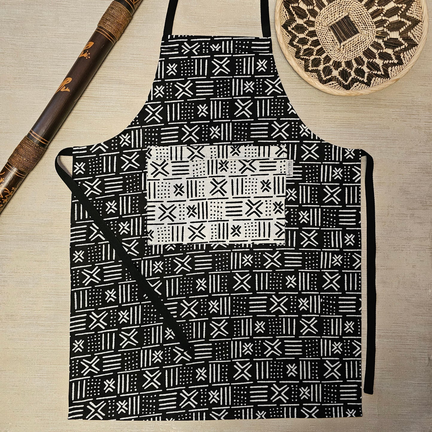 Handmade Bogolan Print | African Print Apron with Pocket