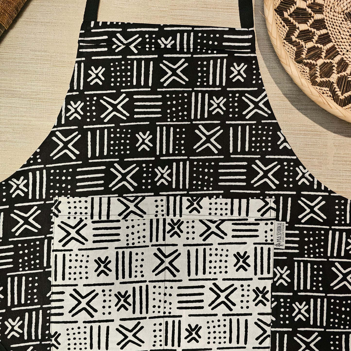 Handmade Bogolan Print | African Print Apron with Pocket
